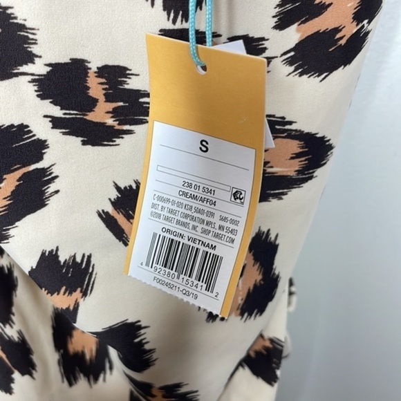 NWT Kona Sol Sz S Cream Leopard Print One Piece Cinched Medium Coverage Swimsuit - Picture 8 of 15